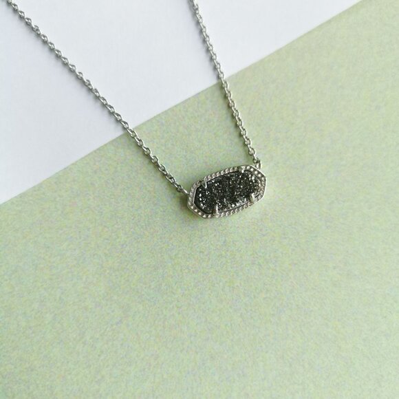 Kendra Scott Elisa Platinum Drusy Necklace - Silver - Picture 2 of 4